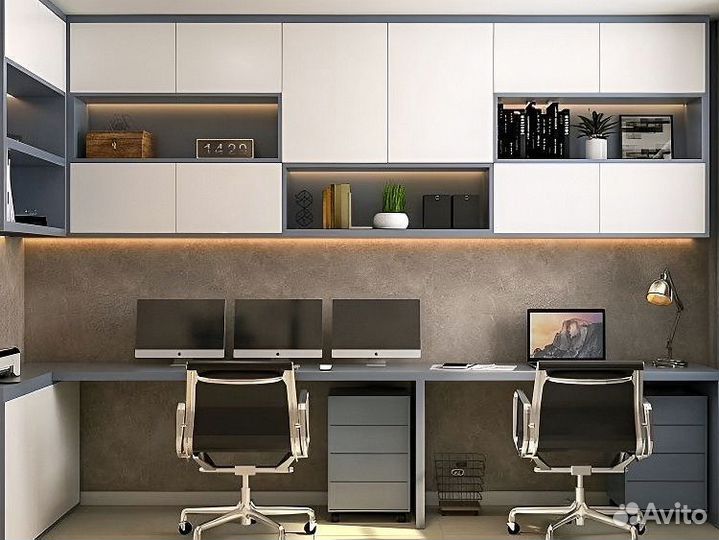 Детская рабочая зона у окна для двоих