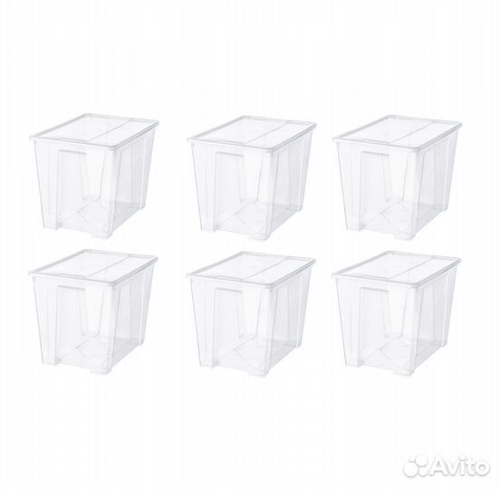 Контейнеры с крышкой икеа самла (новые), 65л 6 шт