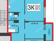 3-к. квартира, 68,8 м², 12/14 эт.