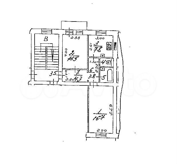 Комната 48,4 м² в 2-к., 3/4 эт.