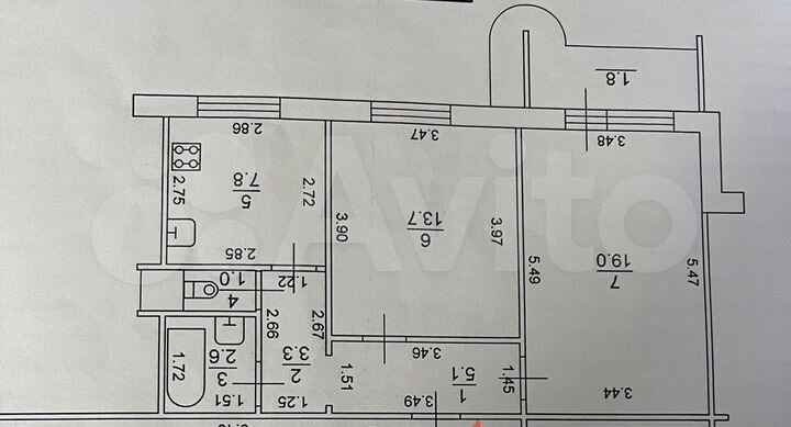 2-к. квартира, 53 м², 5/5 эт.