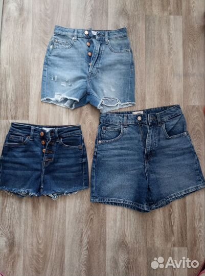 Шорты джинсовые пакетом zara Bershka