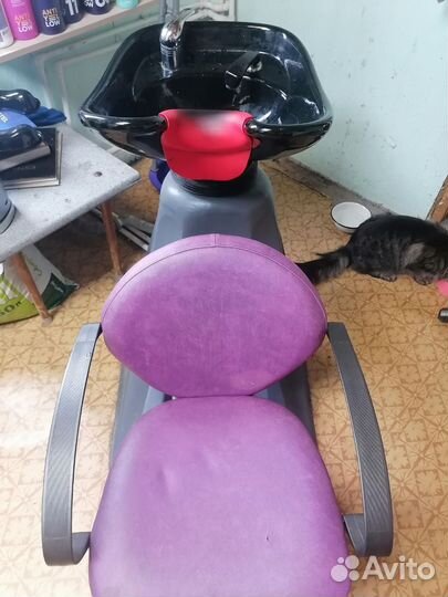 Мойка парикмахерская с креслом, тележка