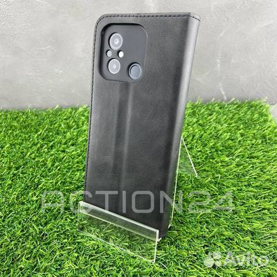 Чехол книжка Xiaomi Redmi 12C с кошельком (черный)