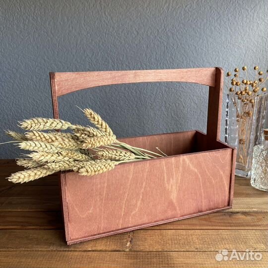 Ящик деревянный / Кашпо с ручкой / Деревянный бокс