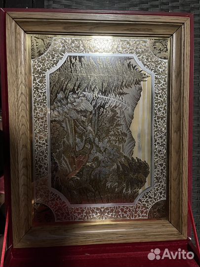 Панно из латуни, никеля, золота и серебра