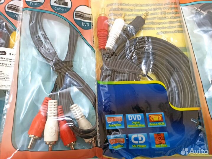 Кабель тюльпан RCA jack AUX в ассортименте