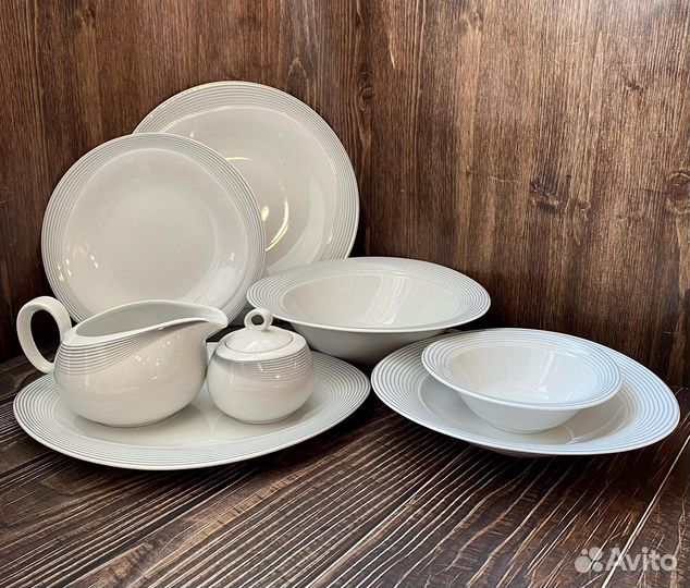 Сервиз столовый на 6п, Германия Seltmann Трио Nero