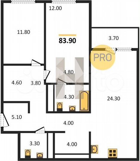 2-к. квартира, 83,9 м², 8/32 эт.