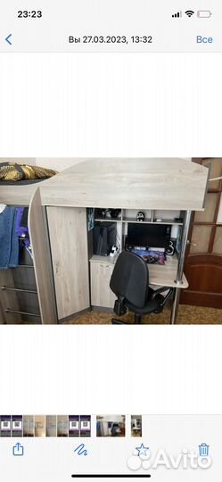 Двухъярусная кровать со шкафом и столом