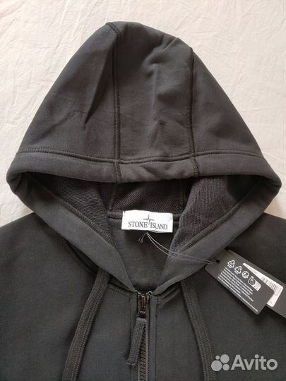 Stone island zip hoodie черный