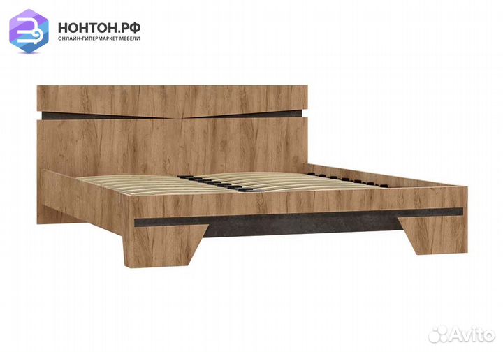 Кровать Соренто 1.6 м дуб крафт / бетон темный