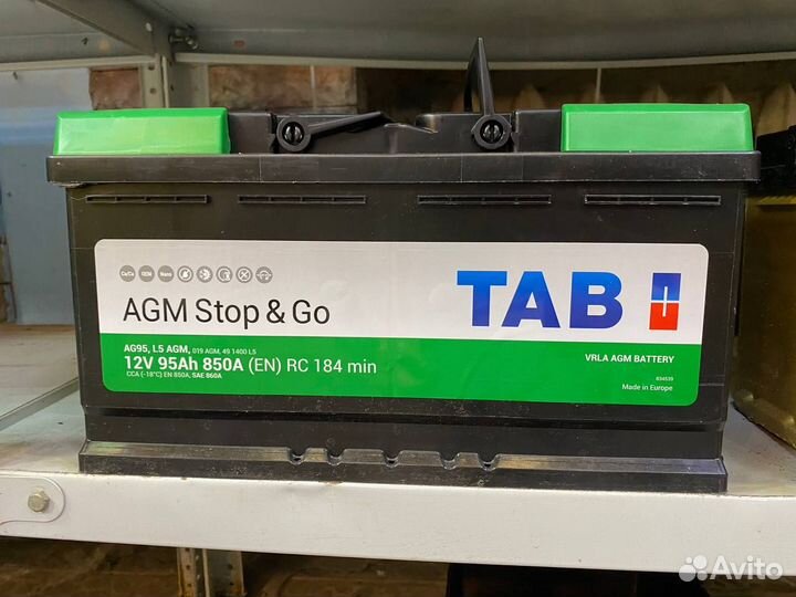 Аккумулятор TAB AGM 95 А/ч обратной полярности