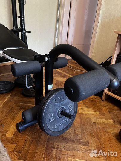 Силовая скамья(с набором разных функций) +штанга