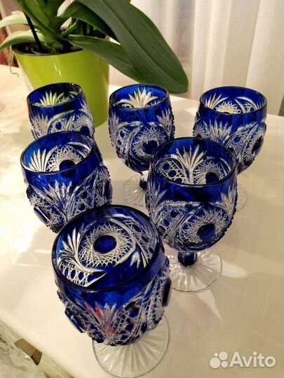 Цветной хрусталь бокалы фужеры кобальт