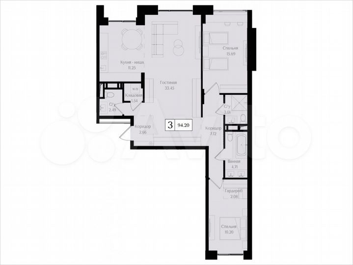 3-к. квартира, 94,2 м², 5/17 эт.