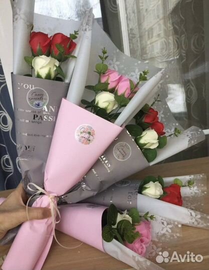 Цветы розы и букеты из мыла