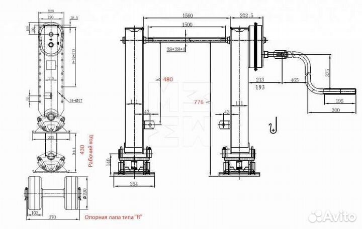 Опора полуприцепа 765 мм г/п 24т
