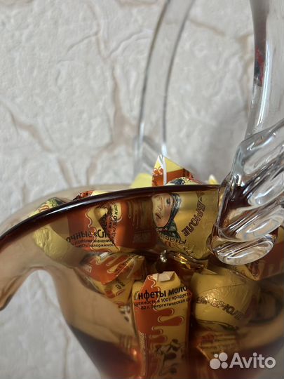 Ваза фруктовница конфетница СССР цветное стекло