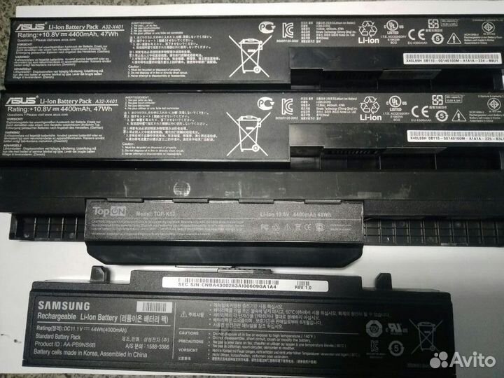 Аккумуляторы,батареи от ноутбуков, разбор,запчасти