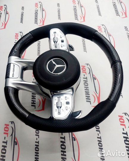 Руль Mercedes 63 AMG карбон с подушкой