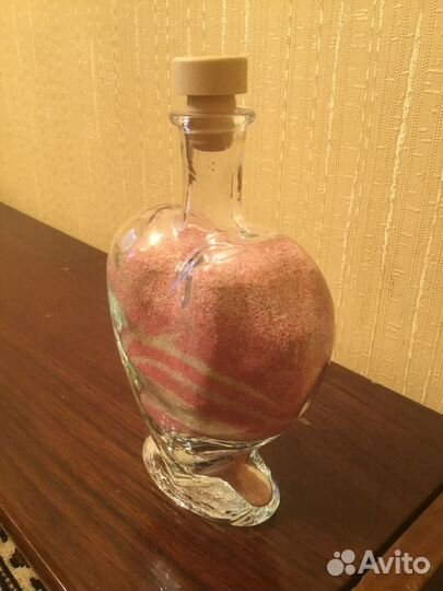 Декоративная Стеклянная бутылка в виде сердца