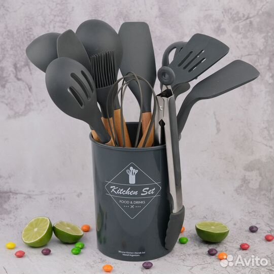 Набор кухонных принадлежностей, с подставкой, 12 п