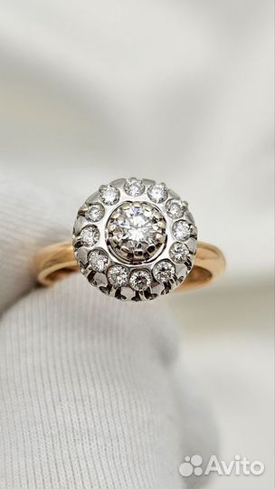 Золотое кольцо с бриллиантами 585/4.27/17р