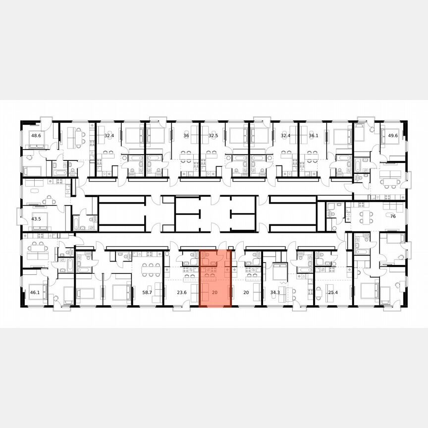 Квартира-студия, 20 м², 5/25 эт.