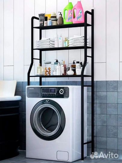 Стеллаж под стиральную машину, 3 полки, черный