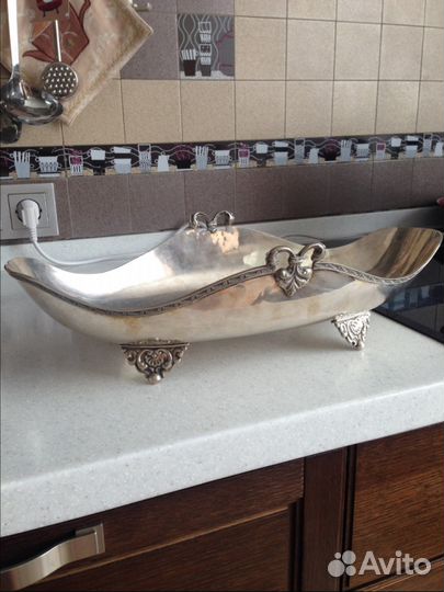 Ваза для фруктов старинная серебрение