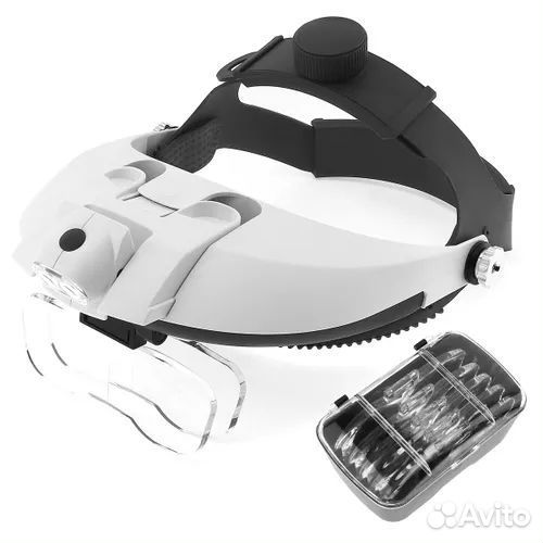 Лупа налобная с подсветкой (2 LED) MG81001-H