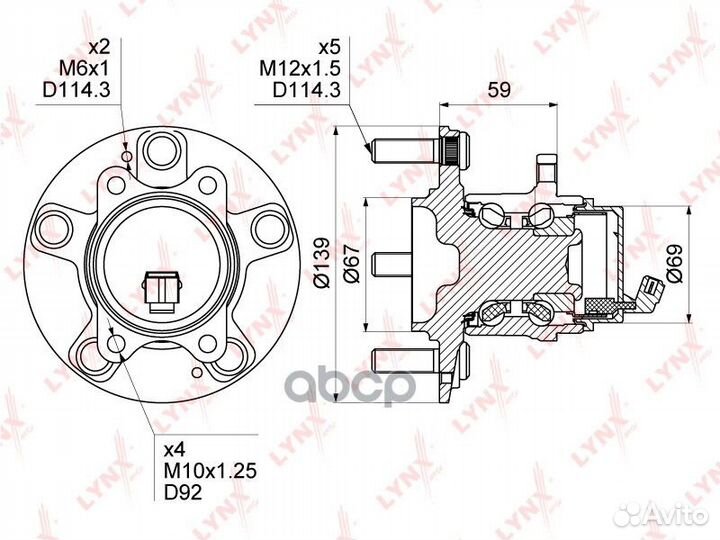 Ступица колеса зад прав/лев WH1381 lynxauto