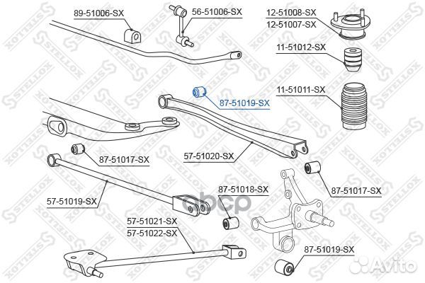 87-51019-SX сайлентблок зад. продол. рычага нар