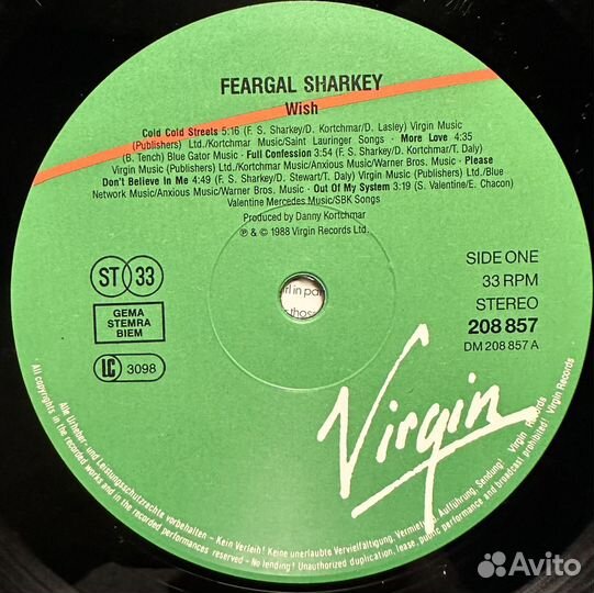 Feargal Sharkey – Wish (Европа 1988г.)