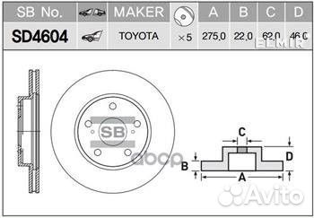Диск тормозной, передний SD4604 Sangsin brake