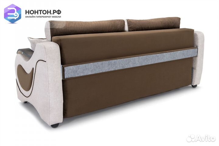 Диван еврокнижка Дублин бежевый / коричневый