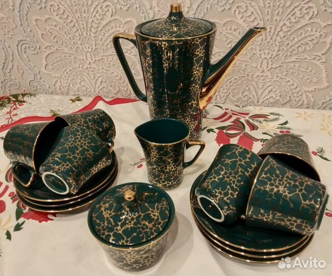 Кофейный сервиз на 6 персон, Chodziez (зелёный)