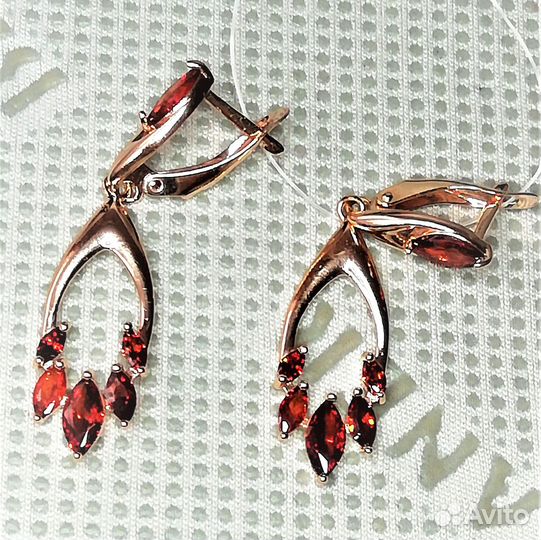 Серьги серебро гранат С252