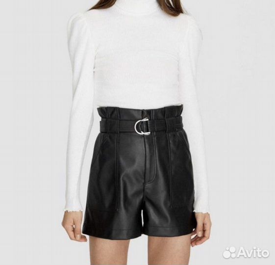 Шорты Stradivarius экокожа