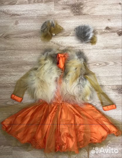 Костюм лисички на елку с натуральным мехом и хвост