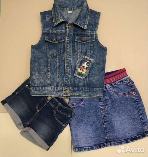 Юбка, жилетка, шорты джинсовые