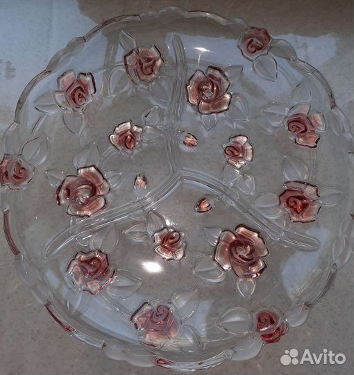 Блюдо-менажница из цветного стекла, Чехия