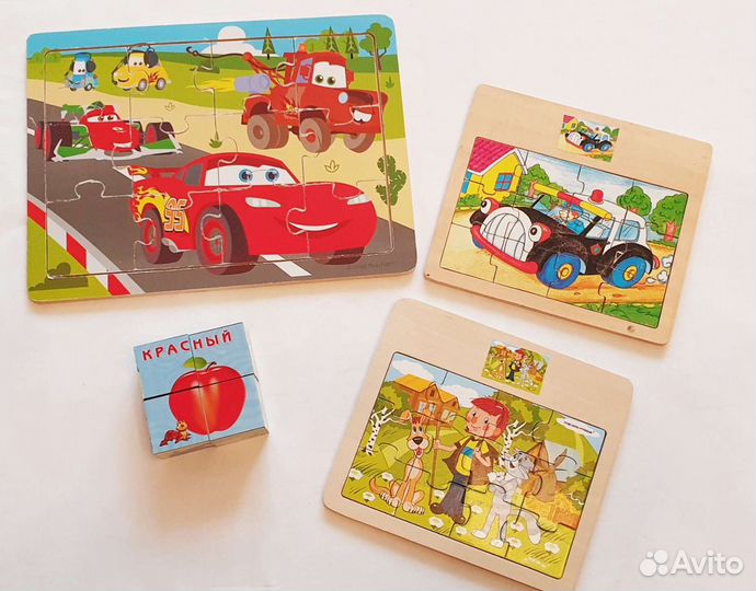 Развивающие пазлы из дерева (кубики-пазлы в подаро