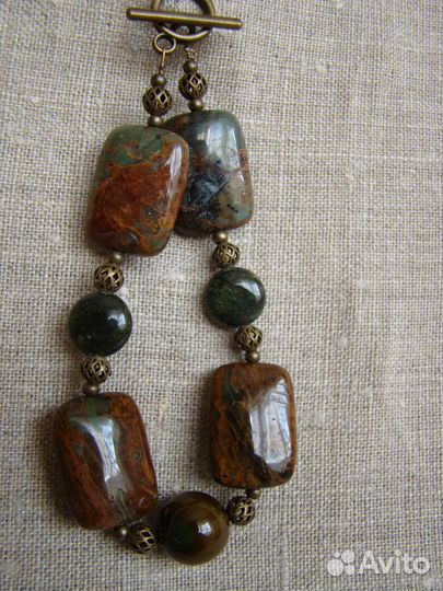 Браслет агат, яшма, змеевик