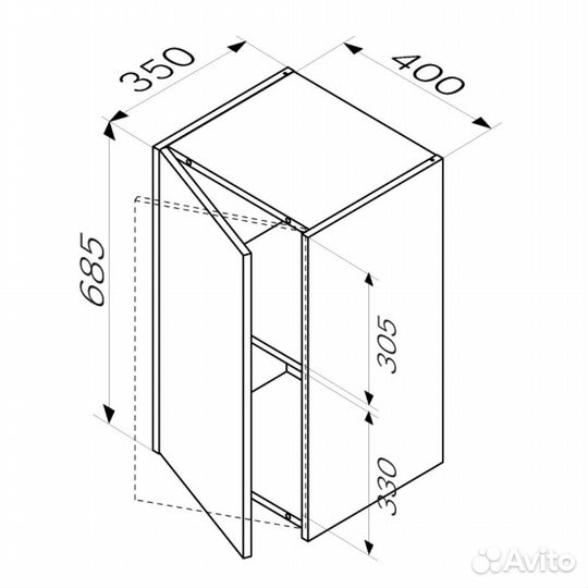 Шкаф с полками 40 AM.PM Func M8FCH0402WM правый бе