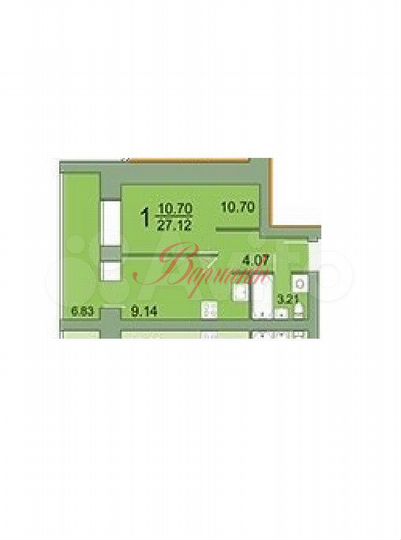1-к. квартира, 27,1 м², 3/5 эт.
