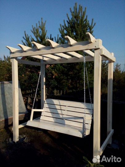 Пергола садовая деревянная, качели перголы