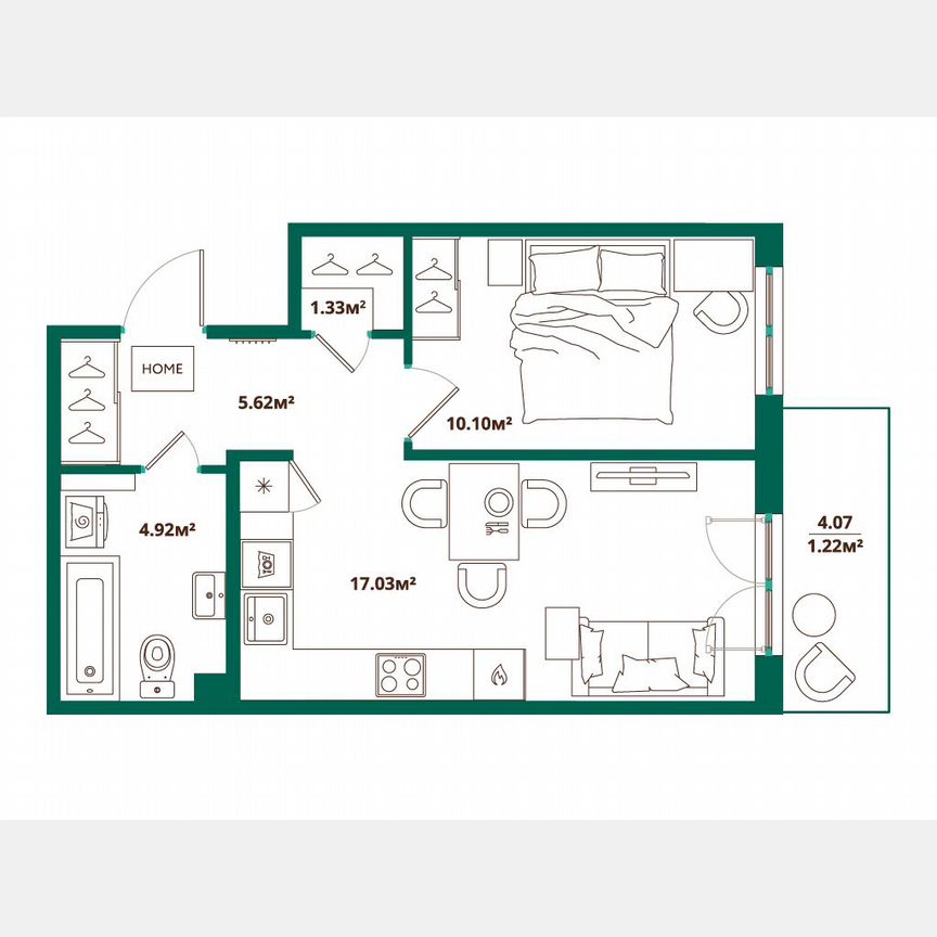 1-к. квартира, 40,2 м², 1/12 эт.