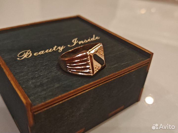 Мужской золотой перстень печатка покрытие сплавом